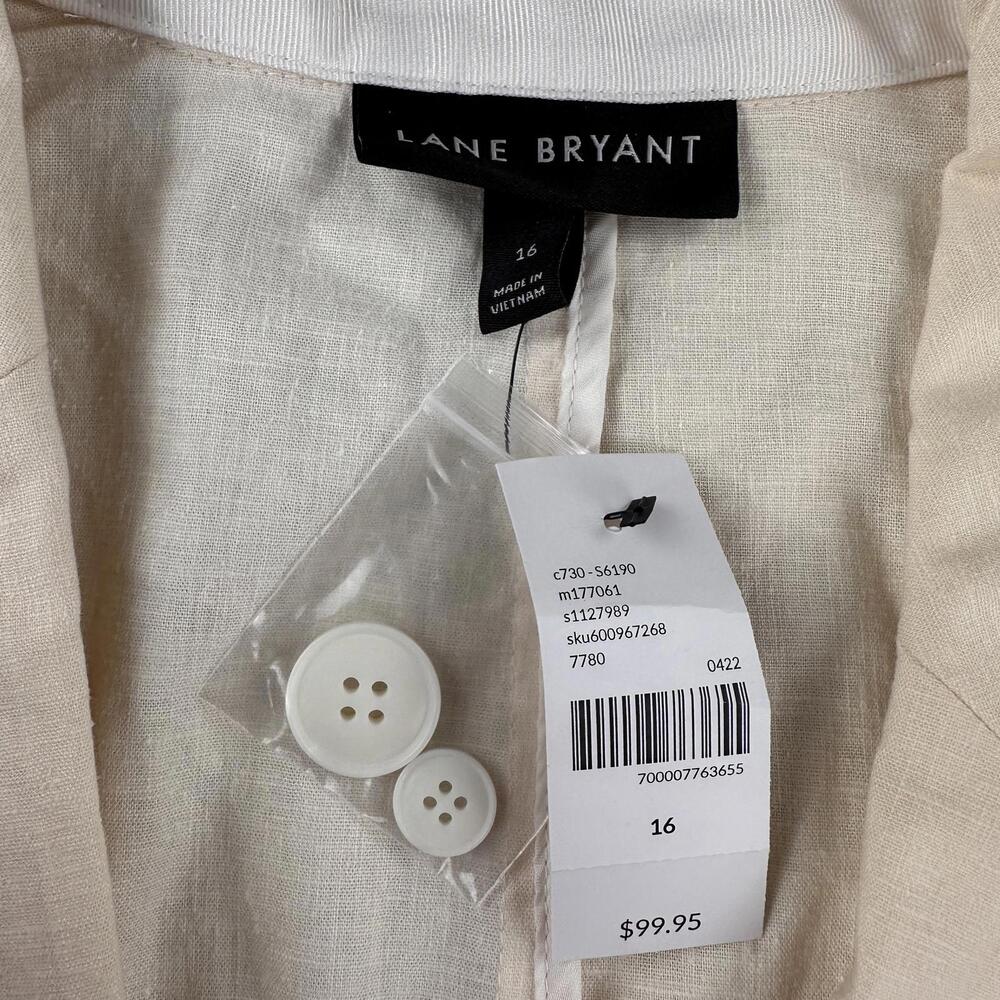 Lane Bryant Summer Blazer Womens 16 Peach Cream Colored Linen Rayon Blend NWT - Picture 2 of 6
